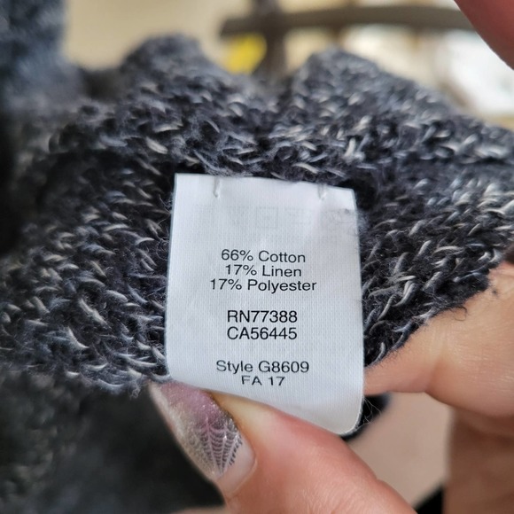 J. Crew Black & White Heather Linen Cotton Blend Long Line Open Cardigan sz S - Picture 4 of 6